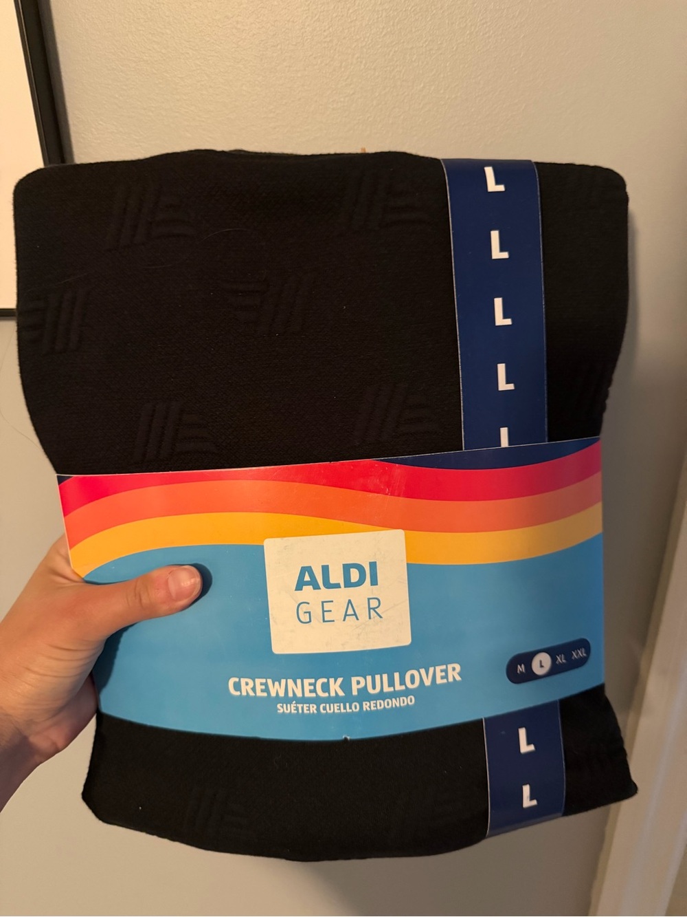 Aldi Men's Black Crewneck Pullover Sweater
